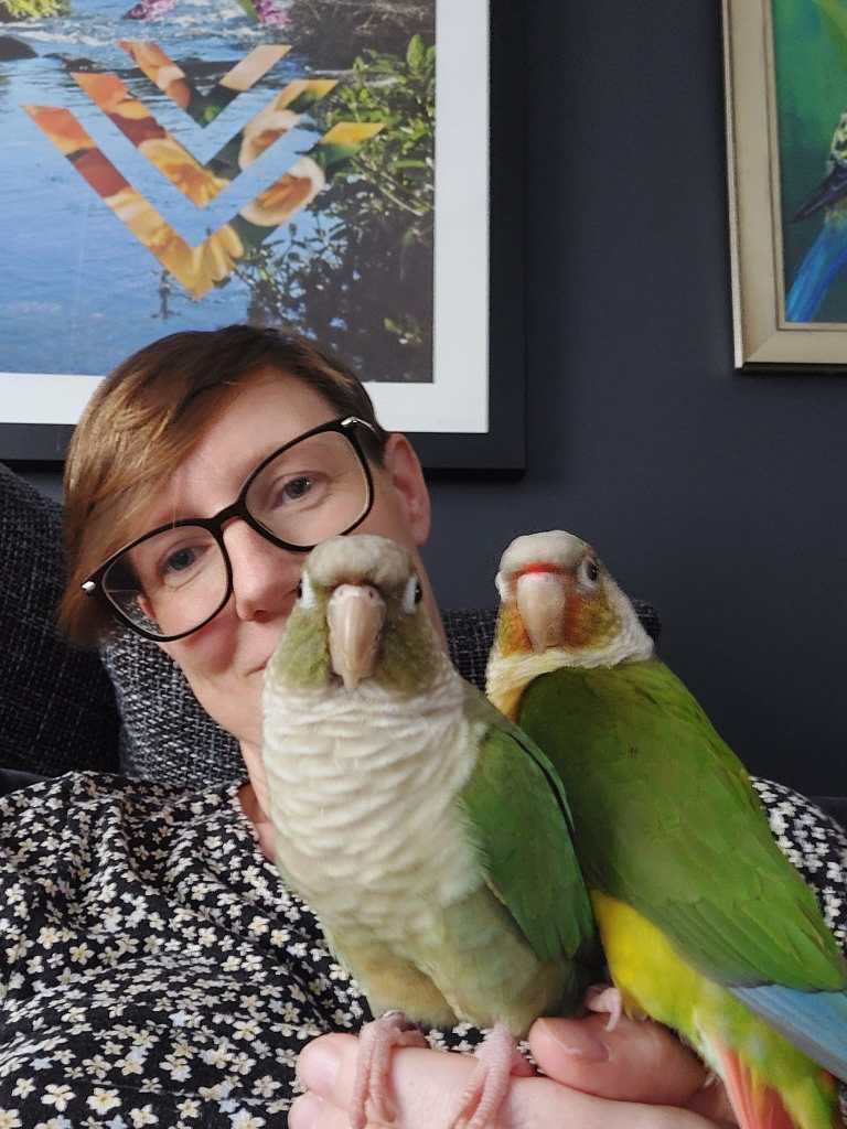 Photo of me holding Mango and Spuddy